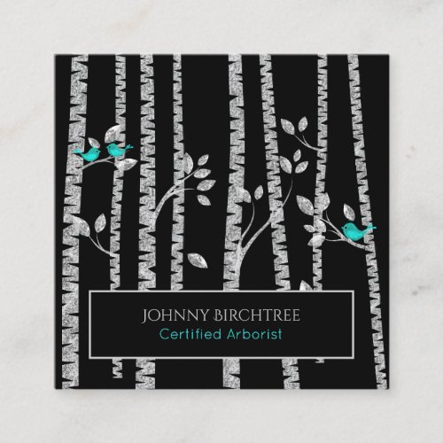  Tree Doctor Blue Birds Arborist Birch Trees Square Business Card