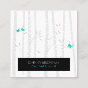 *~* Tree Doctor Blue Birds Birch Trees Arborist Square Business Card