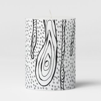 "Tree Drops" Abstract Line Drawing Pillar Candle