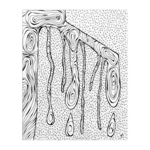 "Tree Drops" Line Drawing Abstract Sketch Faux Acr Acrylic Print