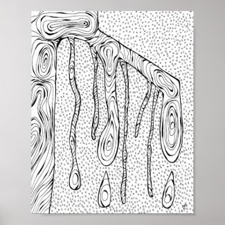 "Tree Drops" Line Drawing Abstract Sketch Print