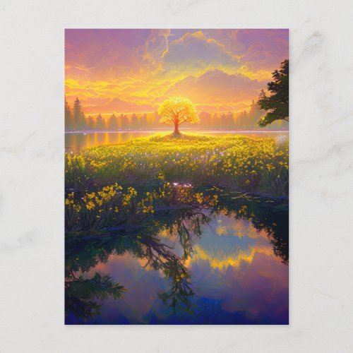 Tree Embracing the Magical Light Postcard