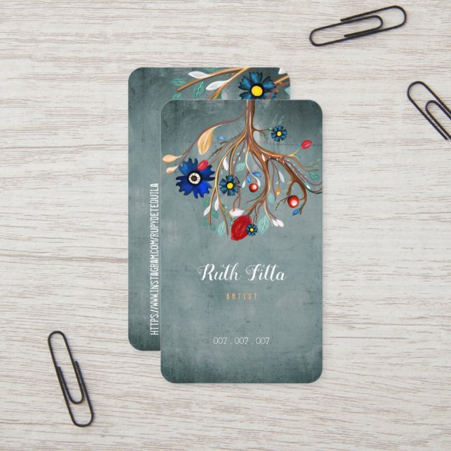 TREE FACEBOOK AND ETSY HANDMADE LOGO BUSINESS CARD (Front/Back In Situ)