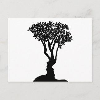 Tree Faces Optical Illusion Concept Postcard