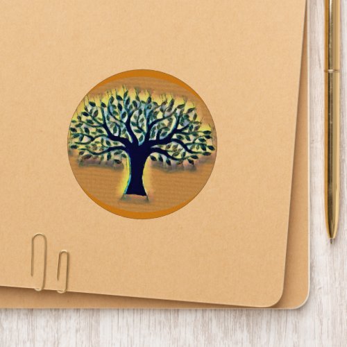 Tree faces yellow landscape watercolor  patch