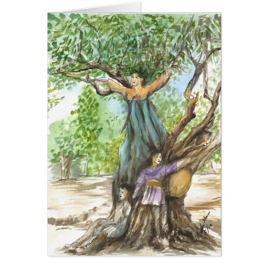 Tree fairies in an old tree cards (Front)