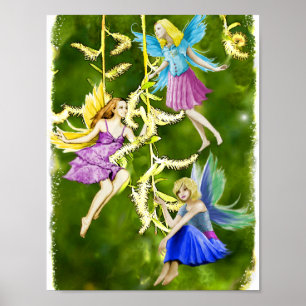 Tree Fairies on the Weeping Willow Poster