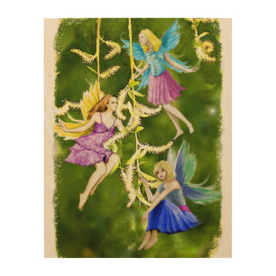 Tree Fairies on the Weeping Willow Wood Wall Decor