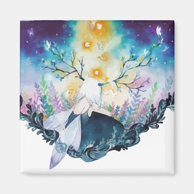 Tree Fairy Digital Art Magnet (Front)