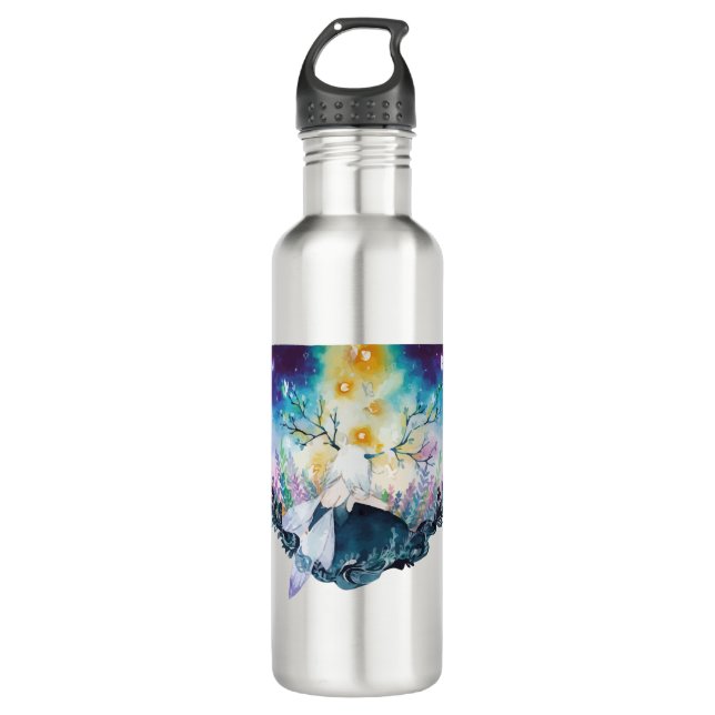 Tree Fairy Digital Art Stainless Steel Water Bottle (Front)