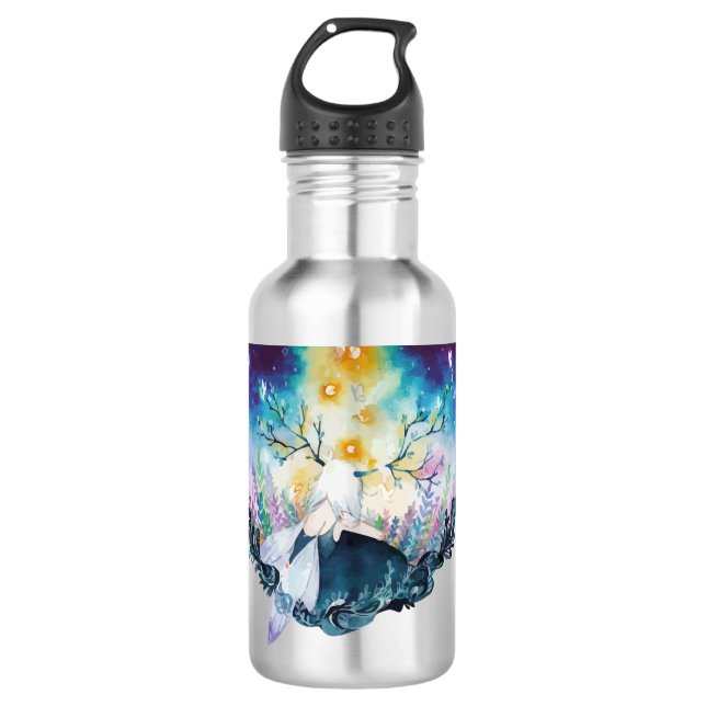 Tree Fairy Digital Art Stainless Steel Water Bottle (Front)