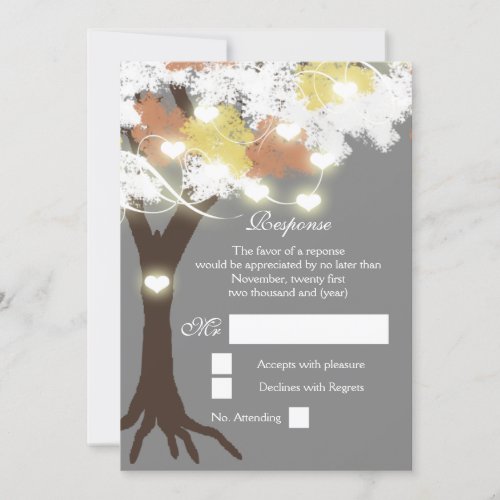 Tree fall modern heart glow invitation