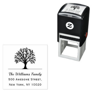 Tree Family Name Trendy Script Text Return Address Self-inking Stamp