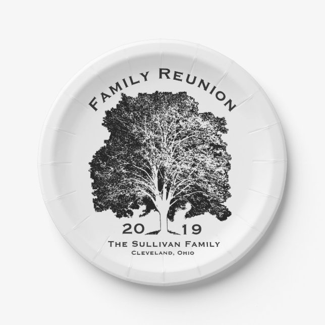 Tree Family Reunion Gathering Party Personalized Paper Plates (Front)