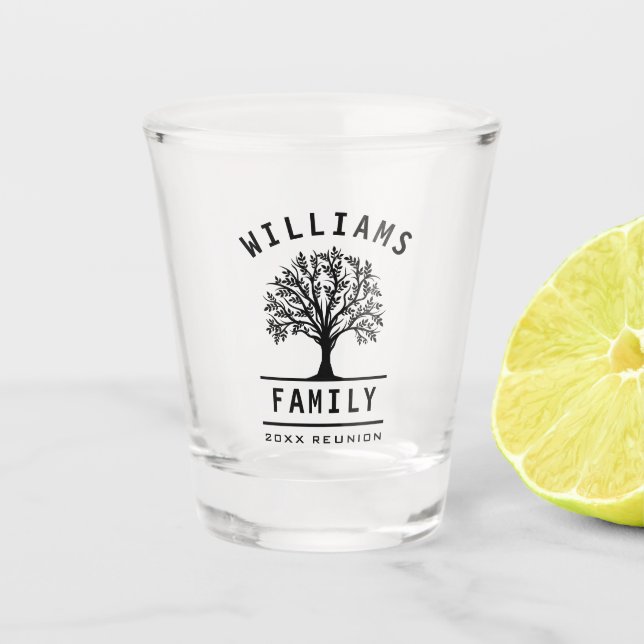 Tree Family Reunion Summer Vacation Road Trip Shot Glass (Front)