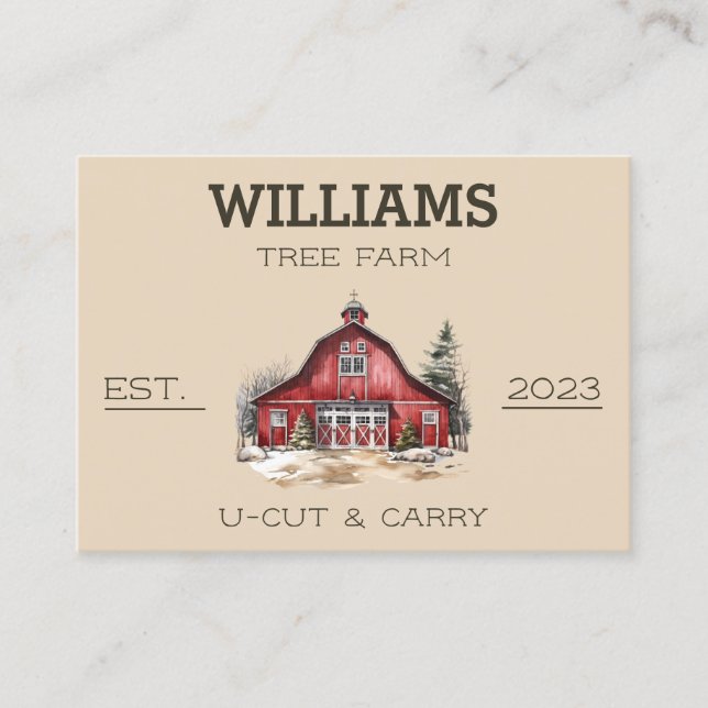 Tree Farm Evergreen Barn Business Card (Front)