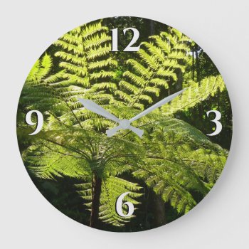 Tree Fern In The Rainforest Large Clock by mlewallpapers at Zazzle