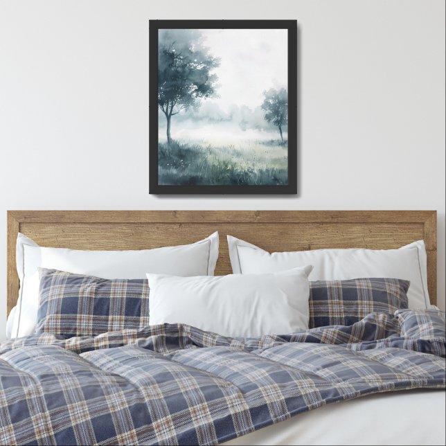 Tree Field Grass Dry Brush Watercolor Framed Print (Bedroom)