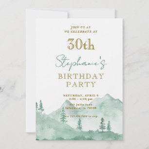 Tree Forest Mountain 30th Birthday Invitations