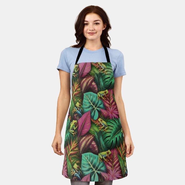 Tree Frog Dreams Seamless Surface Pattern Apron (Worn)
