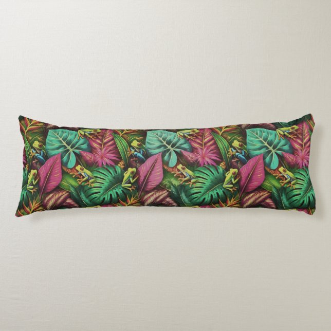 Tree Frog Dreams Seamless Surface Pattern Body Pillow (Front)