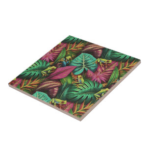 Tree Frog Dreams Seamless Surface Pattern Ceramic Tile