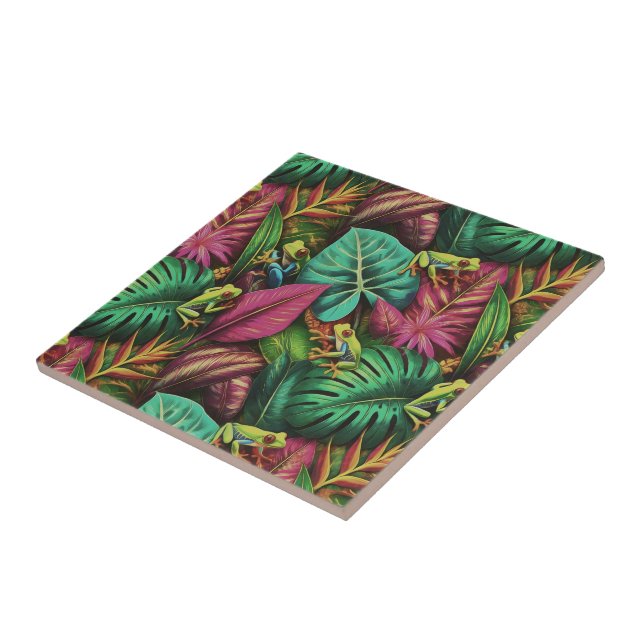 Tree Frog Dreams Seamless Surface Pattern Ceramic Tile (Side)