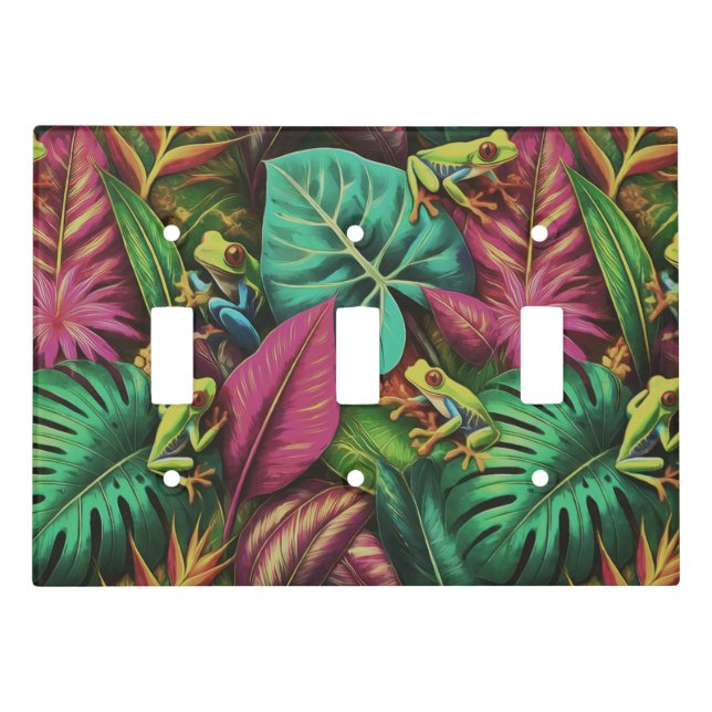 Tree Frog Dreams Seamless Surface Pattern Light Switch Cover (Front)