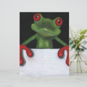 TREE FROG HOLDING SIGN: YOU PICK WORDING (Standing Front)