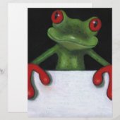TREE FROG HOLDING SIGN: YOU PICK WORDING (Front/Back)