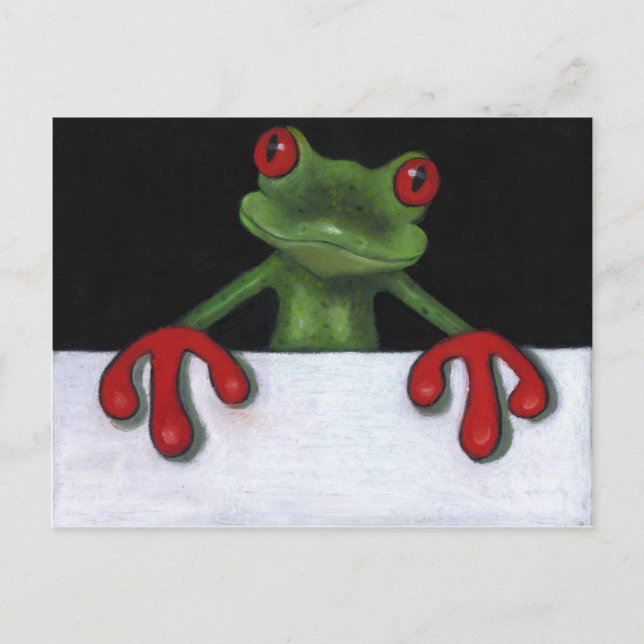 TREE FROG HOLDING SIGN: YOU PICK WORDING POSTCARD (Front)