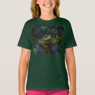 Tree Frog in a Pond Wildlife Scene T-Shirt
