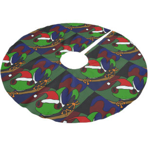 Tree Frog in Santa Hat Art Christmas Tree Skirt