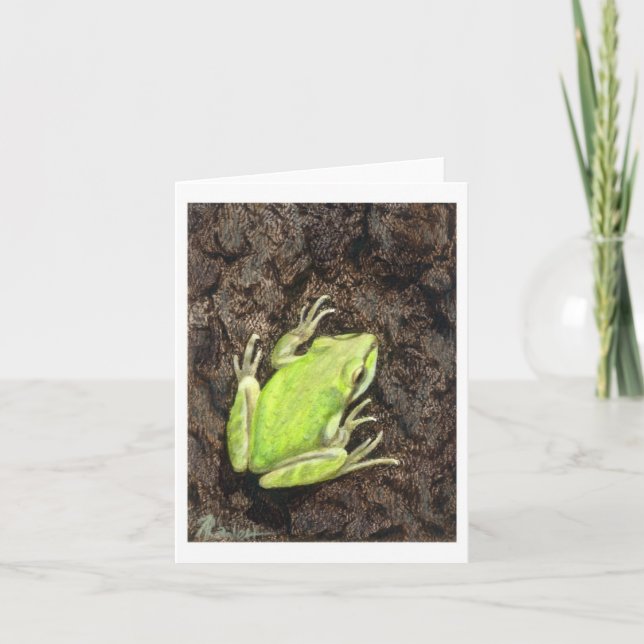 Tree Frog Note Card - "Envy Green" (Front)