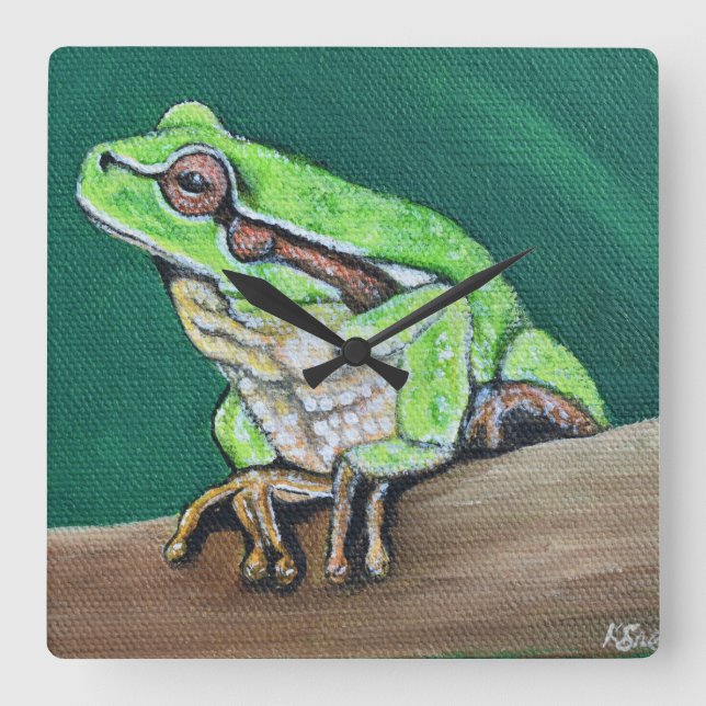 Tree Frog Painting Square Wall Clock (Front)