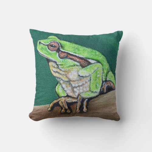 Tree Frog Painting Throw Pillow