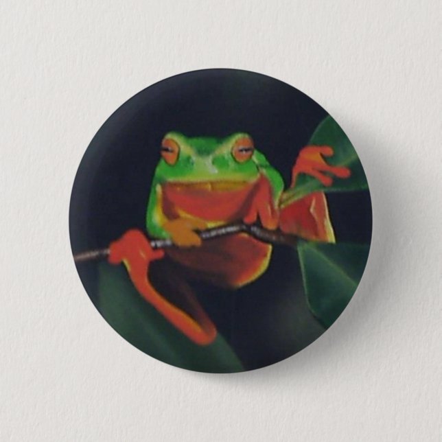 Tree Frog Pinback Button (Front)