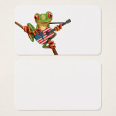 Tree Frog Playing American Flag Guitar White (Front & Back)