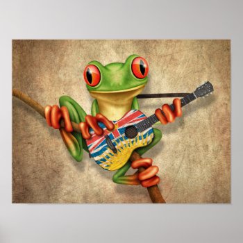 Tree Frog Playing British Columbian Guitar Poster by crazycreatures at Zazzle