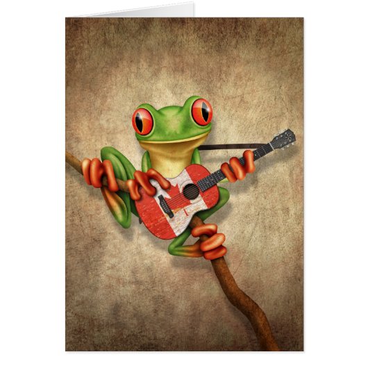 Tree Frog Playing Canadian Flag Guitar Cards (Front)