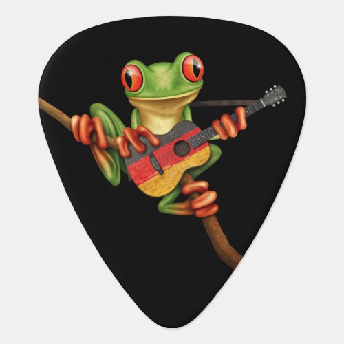 Tree Frog Playing German Flag Guitar Black Guitar Pick