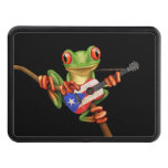 Tree Frog Playing Puerto Rico Flag Guitar Black Hitch Cover at Zazzle