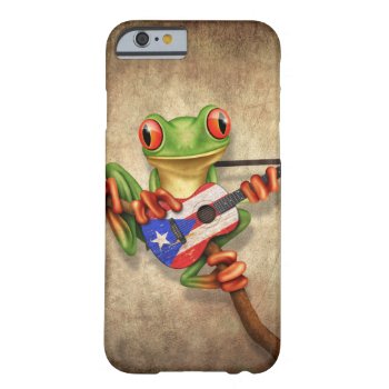 Tree Frog Playing Puerto Rico Flag Guitar Barely There Iphone 6 Case by crazycreatures at Zazzle