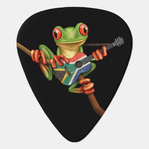 Tree Frog Playing South African Flag Guitar Black Guitar Pick