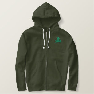 tree frog pocket and back embroidered hoodie