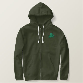 tree frog pocket and back embroidered hoodie
