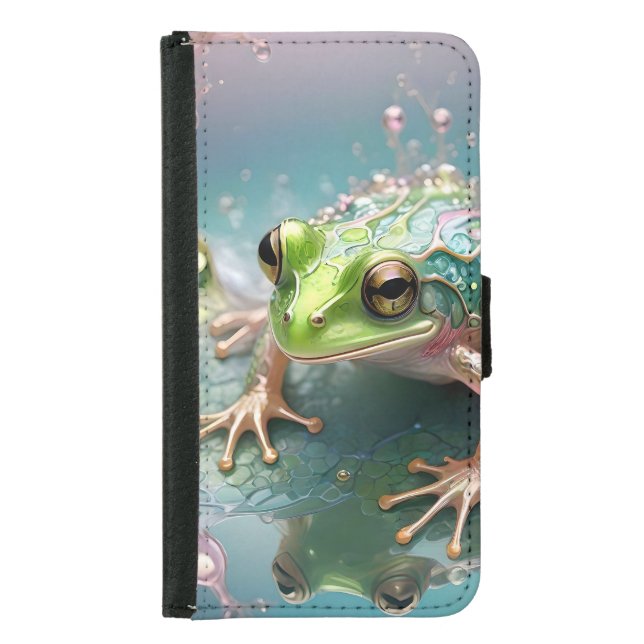 Tree Frog Reflections Fractal Art, Samsung Galaxy Wallet Case (Front)