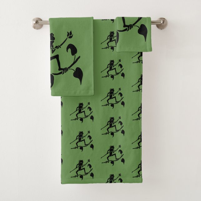 Tree Frog silhouette Bath Towel Set (Insitu)