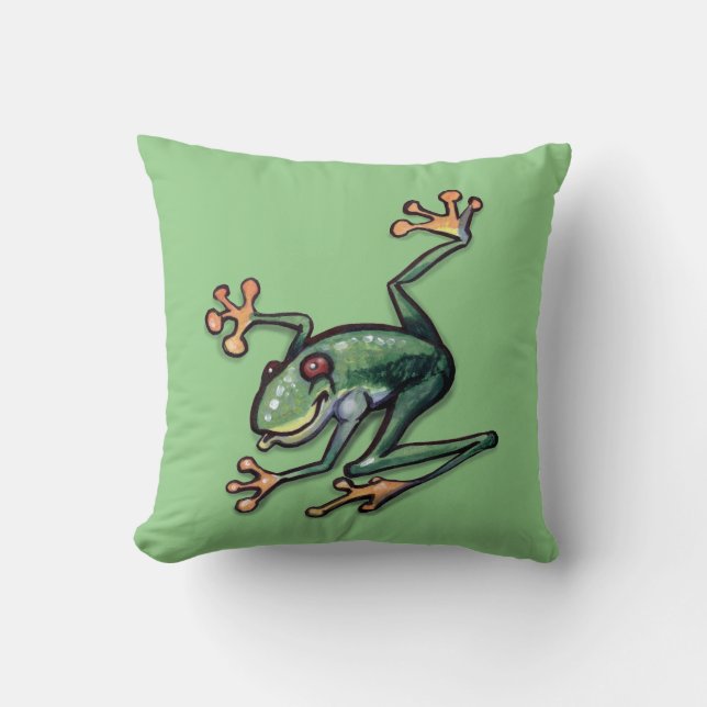 Tree Frog Throw Pillow (Front)