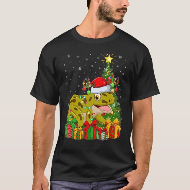 Tree Frog   Xmas Holiday Santa Tree Frog Christmas T-Shirt (Front)